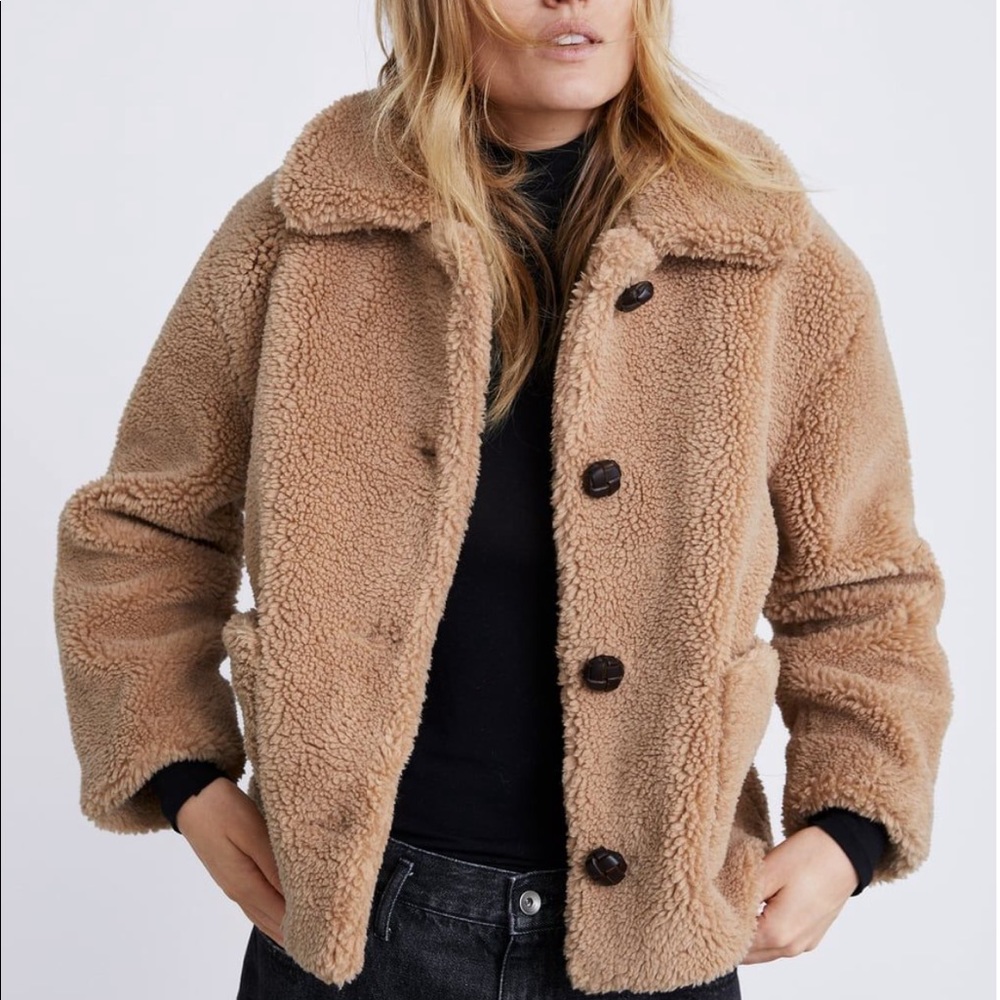 ZARA Cropped Teddy Sherpa Jacket S